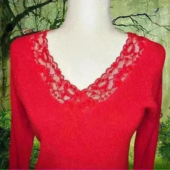 Y2K Sweatshirt Beaded Red NWT Long Sleeve - Picture 2 of 8